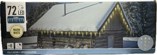 Jégcsap 72 led meleg fehér, 8 funkció, időzítő  6,9m (20/30cm jégcsapok 9db)