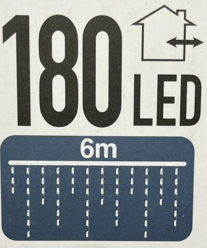 Égő Ledes 180led 6m jégcsap hideg fehér 220V IP44 8 funkció