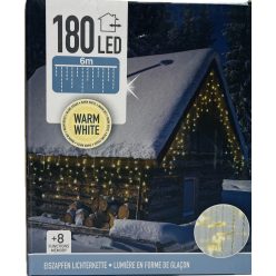   Égő Ledes 180led 6m jégcsap meleg fehér 220V IP44 8 funkció