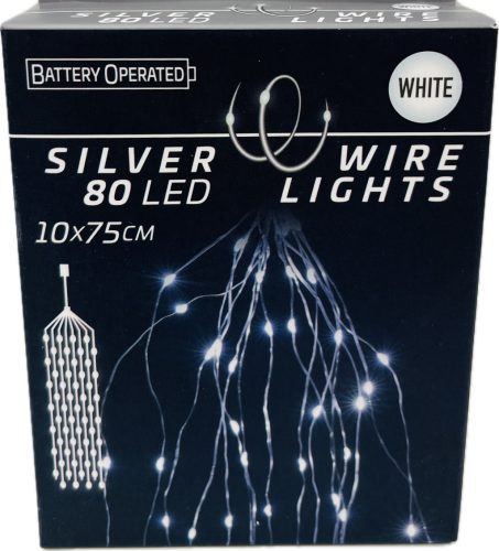 Égő Ledes 80led 10*75cm hideg fehér elemes