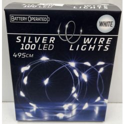 Égő Ledes 100led 495cm hideg fehér elemes