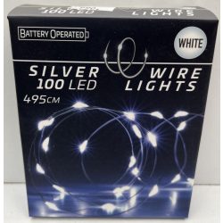 Égő Ledes 100led 495cm hideg fehér elemes