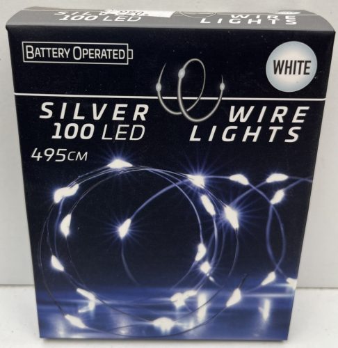 Égő Ledes 100led 495cm hideg fehér elemes