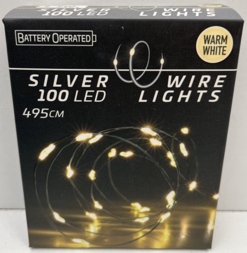 Égő Ledes 100led 495cm meleg fehér elemes