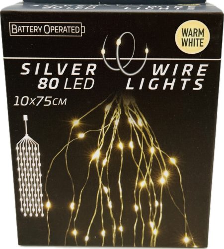 Égő Ledes 80led 10*75cm meleg fehér elemes