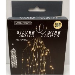 Égő Ledes 160led 8*90cm meleg fehér elemes