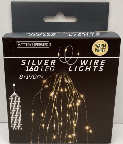 Égő Ledes 160led 8*90cm meleg fehér elemes