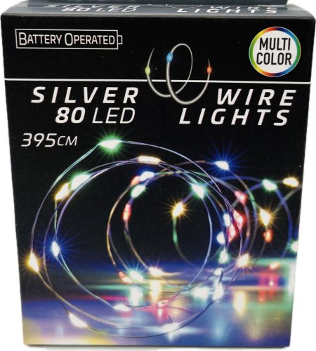 Égő Ledes 80led 395cm  színes elemes