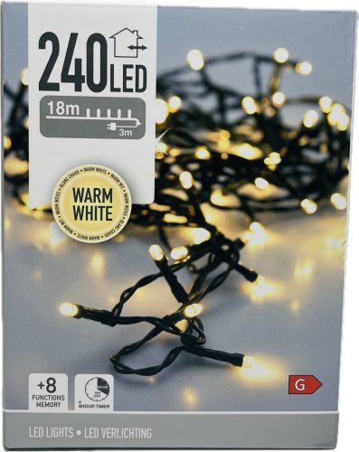 Égő Ledes 240led 18m meleg fehér 220V IP44 8 funkció