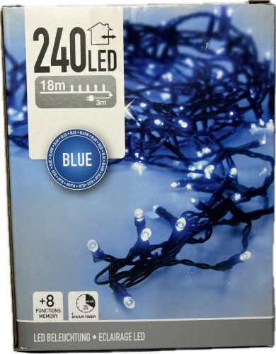 Égő Ledes 240led 18m kék 220V IP44