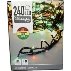   Égő Ledes 240led 18m vegyes szín (piros-fehér-zöld)  220V IP44