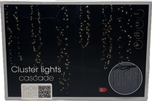 Led fényfüzér kaszkád szerkezet 6*80led meleg fehér 8 funkció+időzítő