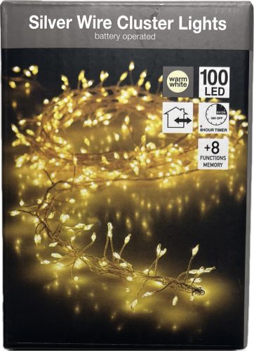 Égő Ledes 100led 100cm  meleg fehér elemes 8 funkció