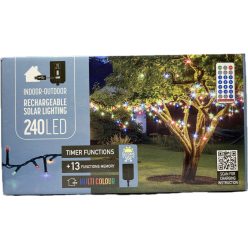   Égő Ledes 240led 18m szines Solar+USB töltő+távirányító 13 funkció