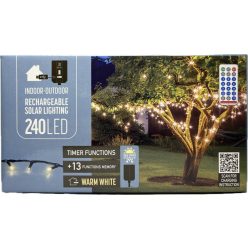   Égő Ledes 240led 18m meleg fehér Solar+USB töltő+távirányító 13 funkció