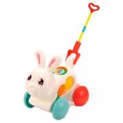 Tologatós nyúl, csipogó hanggal, fogaskerekes forgóval, 20 cm, hálós