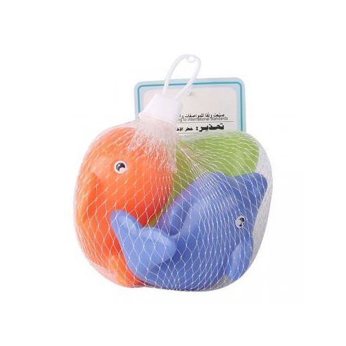 Kádjáték klt., tengeri állat, soft, 3 db, 2 féle, 9x8 cm hálós