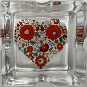 Hamutartó Üveg  kocka Hungary, Korona, Matyós 8*8cm 