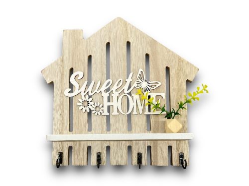 Fa akasztós kulcsos "Sweet HOME"