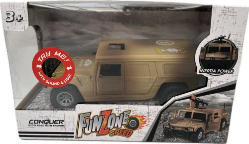 Katonai autó elemes  Hummer Hang+fény  Barna