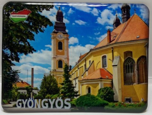 Hűtömágnes nagy Gyöngyös Zeneiskola, templom 6*8cm